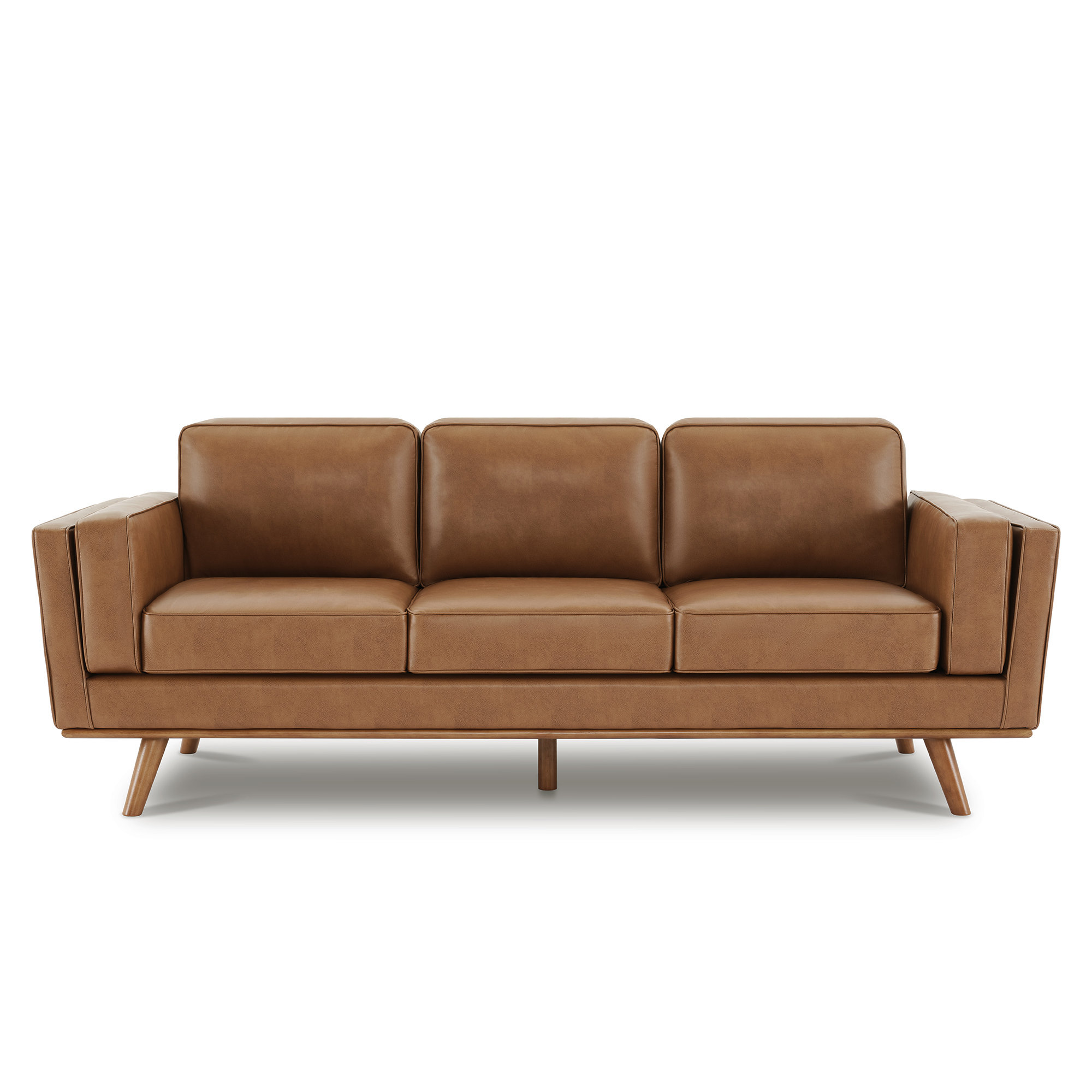 Reeves 84'' Vegan Leather Sofa, Coffee Brown Performance Faux Leather