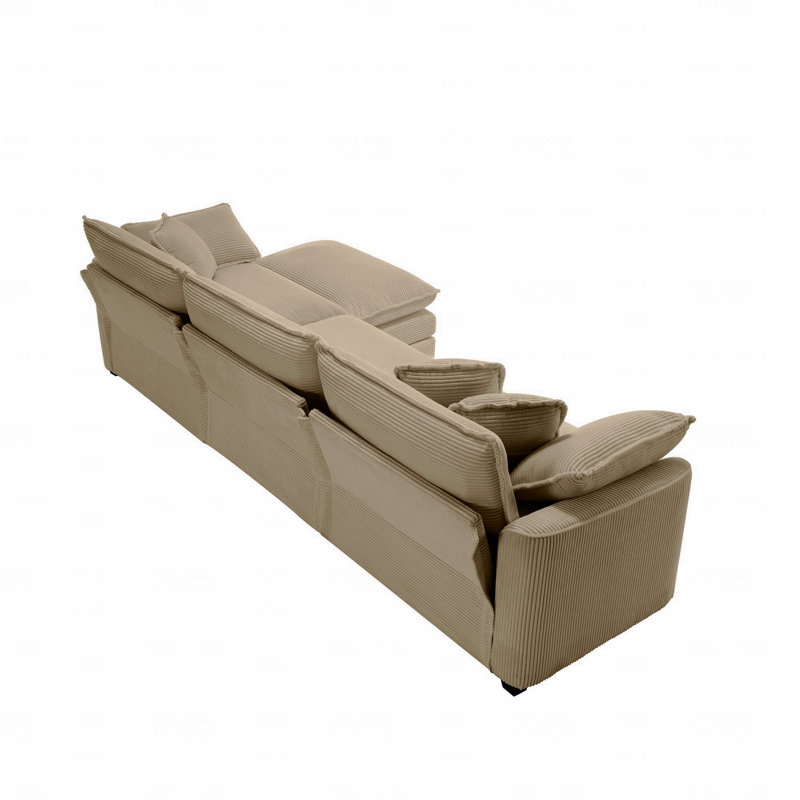 Canapé en L avec repose-pieds 3 places avec repose-pieds Corduroy, H 33,85 po x l 114,56 po x P 57,08 po, 3