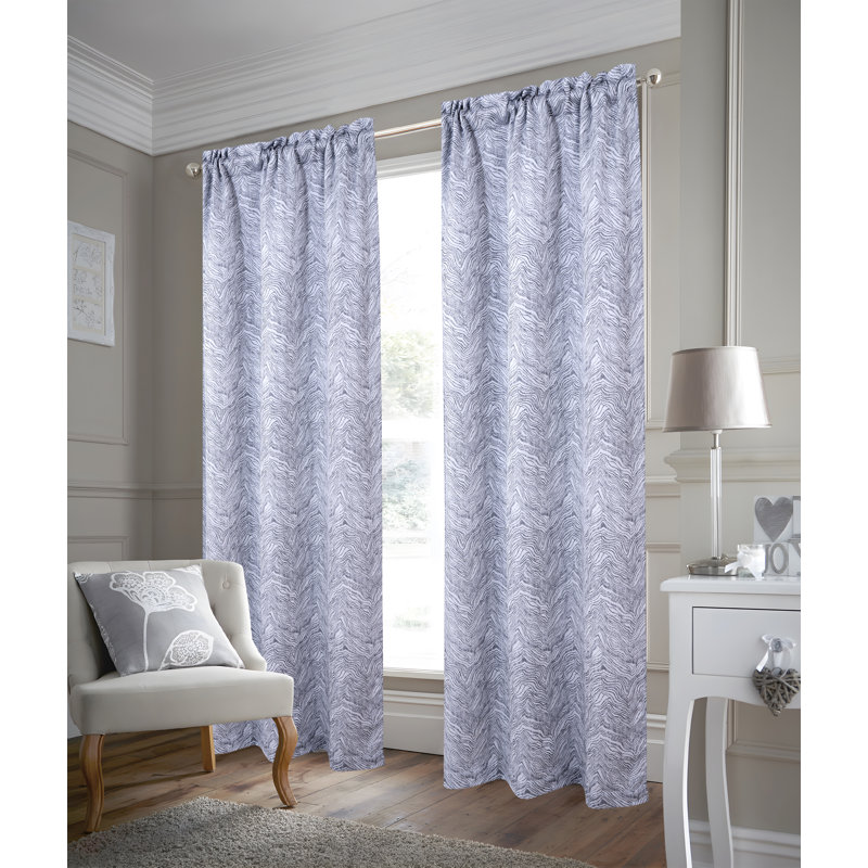 Crystal Waves Woven Room Darkening Window Curtain Set, Charcoal