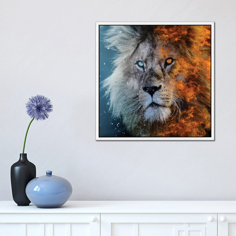 Fire and Ice 1 Piece Wall Art on Canvas, 45.72 cm H x 45.72 cm W, White Framed