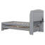 Lit plateforme simple en bois avec lit gigogne et tête de lit à DEL avec tiroirs, gris-756920290-756920289