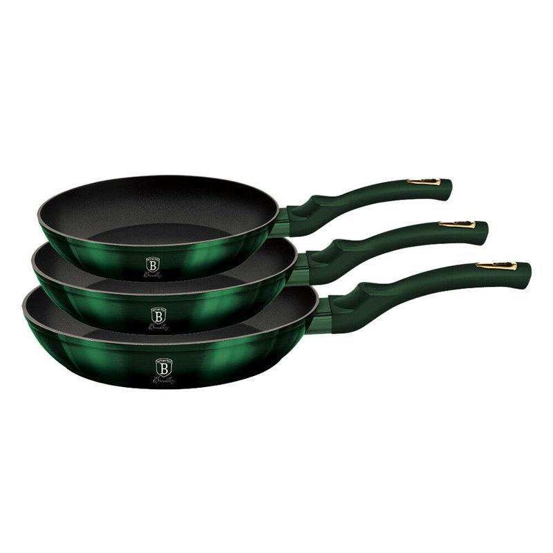 Aluminum Non-Stick Frying Pan Set, Emerald Green