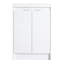 Meuble-lavabo autoportant de 48 po avec lavabo en résine, 2 espaces de rangement, charnières de porte à fermeture en douceur, contreplaqué blanc brillant, tablettes système, structure de fermeture