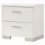 Table de chevet blanche 2 tiroirs ultrabrillante