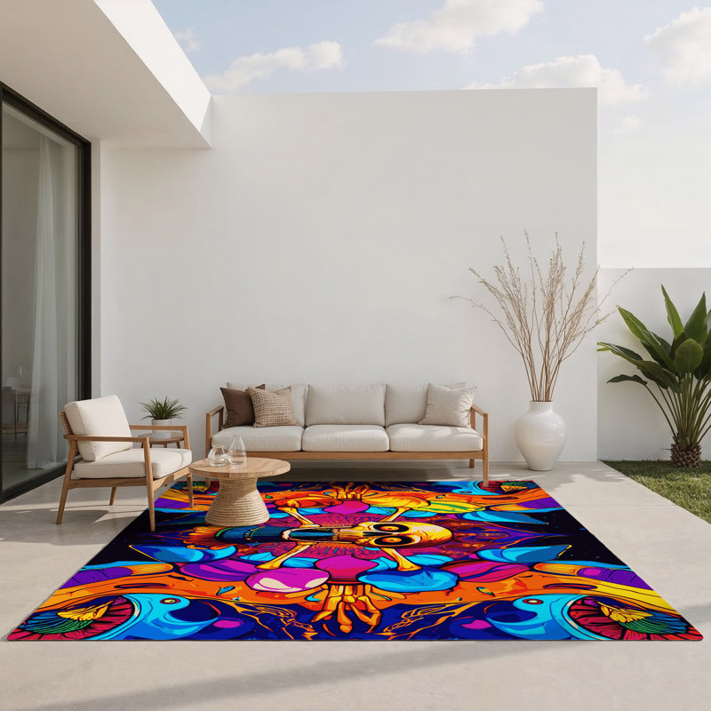 Tapis intérieur et extérieur Psyche Flicker, Rectangle 5 pi x 7 pi