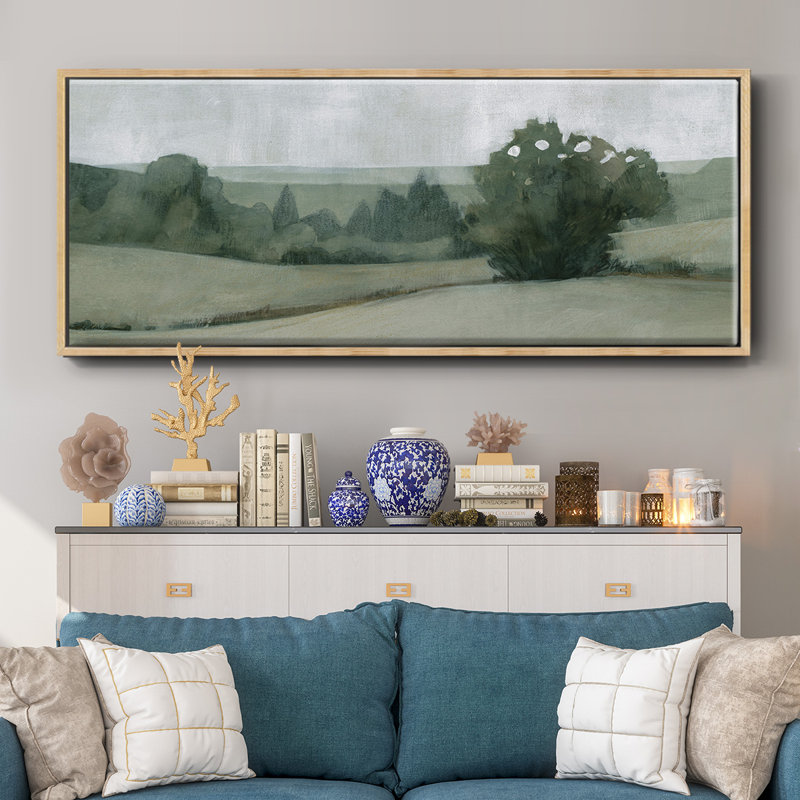 «Soft Green Landscape II», toile encadrée, H 20 po x l 50 po
