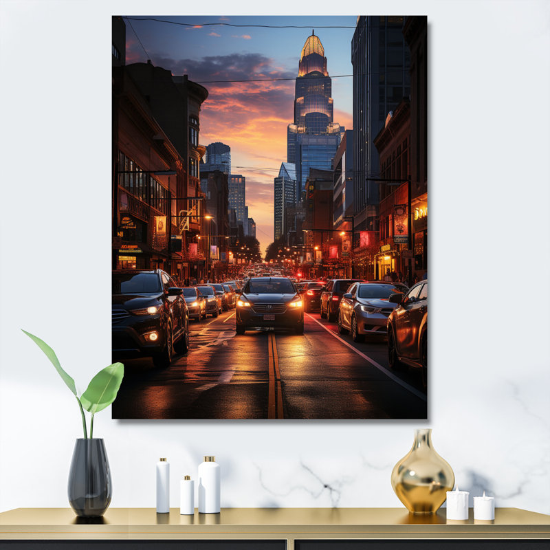 «Kirill Charlotte Cityscape At Night I», reproduction d'art sur toile, H 32 po x l 24 po x P 1 po, Toile tendue