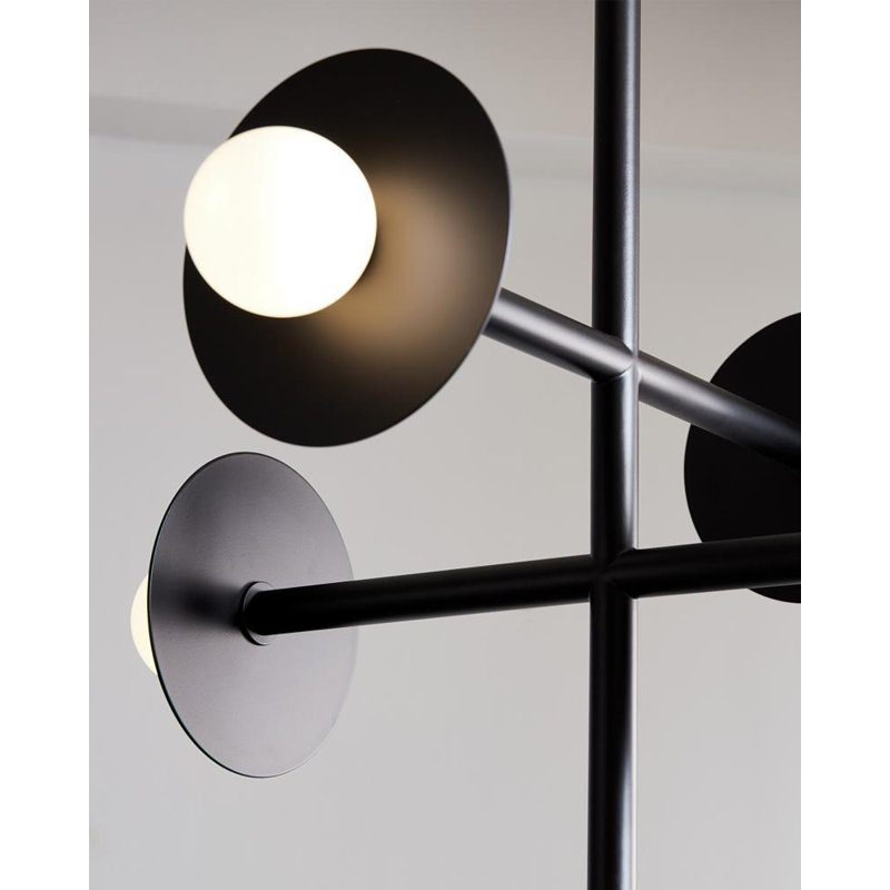 Keed 5 - Light Dimmable Sputnik Modern Linear Chandelier, Black