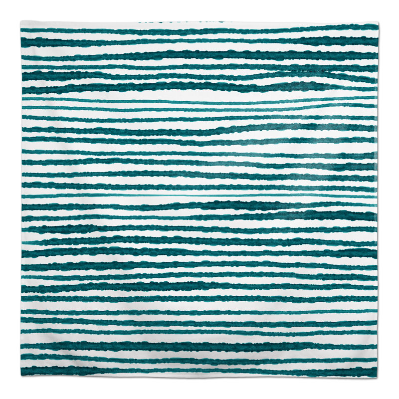 Nappe carrée à rayures en polyester, Bleu sarcelle