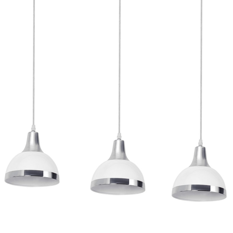 Kaylynn 3 - Light Chrome Kitchen Island Pendant, White