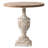 French Country Antique Round Table, 30x31", Gray & White, Natural Wood Top With Intricate Floral Engravings Medallion Details, Magnesium, Fir Construction, Assembly Required