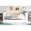 Lit de jour en bois pleine grandeur avec tablettes de rangement, dossier rembourré, port USB et lit gigogne-875192831