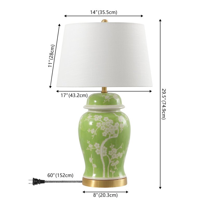 Lampe de table en laiton doré 29,5 po Deusenburg, Vert