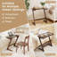 Table d'appoint spacieuse en forme de Z en bambou avec plateau peu encombrant