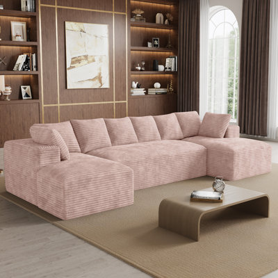 Canapé d'angle surdimensionné sans ossature et à compression de 131 pouces avec coussins