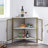 Kempst Corner End Table Shelf, 3-Tier Display Shelves with Protection Door, Metal Frame Storage Cabinet Org-1064448468