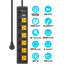 CRST Power Strip 6 Outlet Heavy Duty Surge Protector Individual Switch 6ft Extension Cord with Flat Plug, 15A Circuit Breaker-126557138-128836901