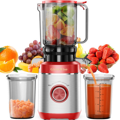 GlowWise Juicer Machines with Built-in Blades for Slicing Whole Fruits & Vegetables, Cold Press Juicer with 4.35" Large Feeding Chute, Easy to Clean, Quiet Masticating Juicer with High Juice Yield