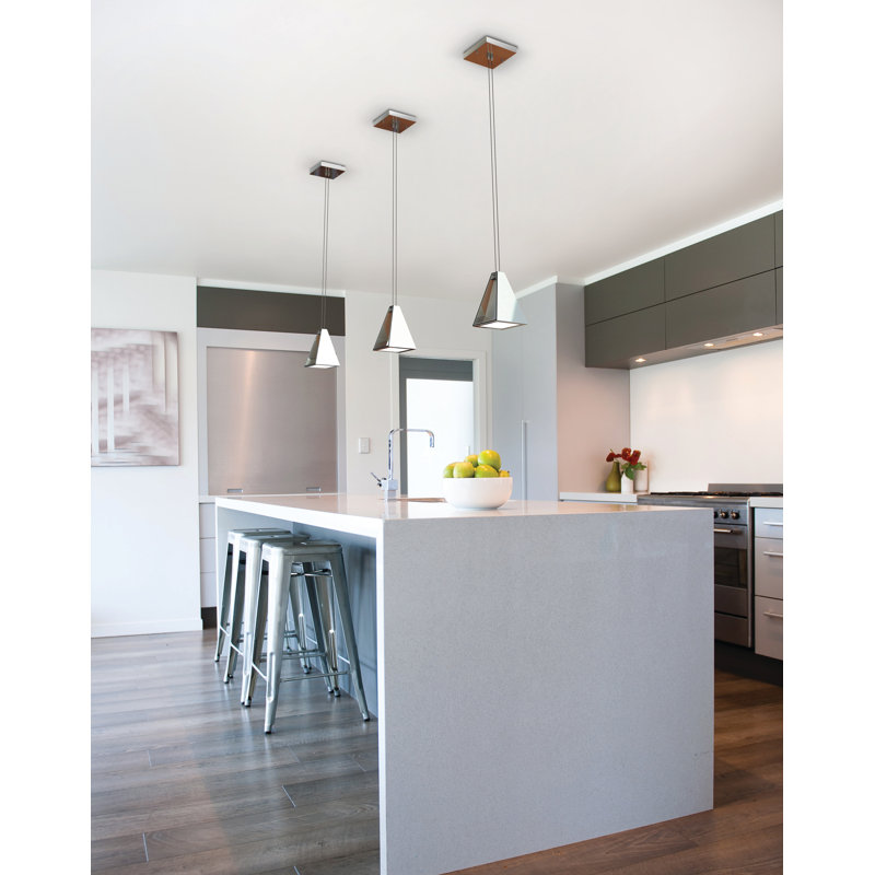 Tria 1-Light Single Geometric Pendant, Polished Chrome