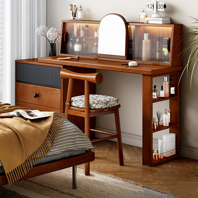 Coiffeuse avec miroir, 3 tiroirs, 1 chaise
