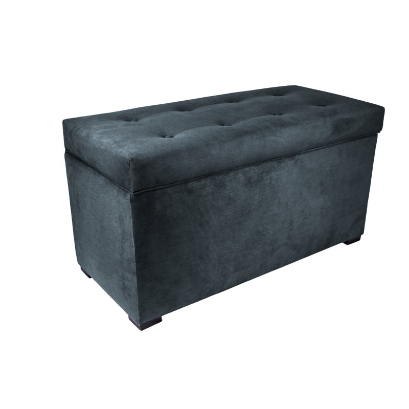 Banc de rangement rembourré Niambi, Bleu marine