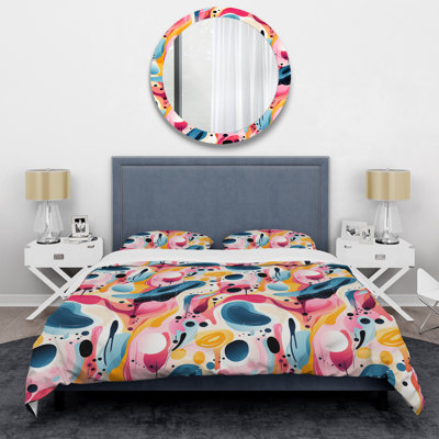 Blue And Pink Midcentury Geometric Collage IV Abstract Duvet Cover