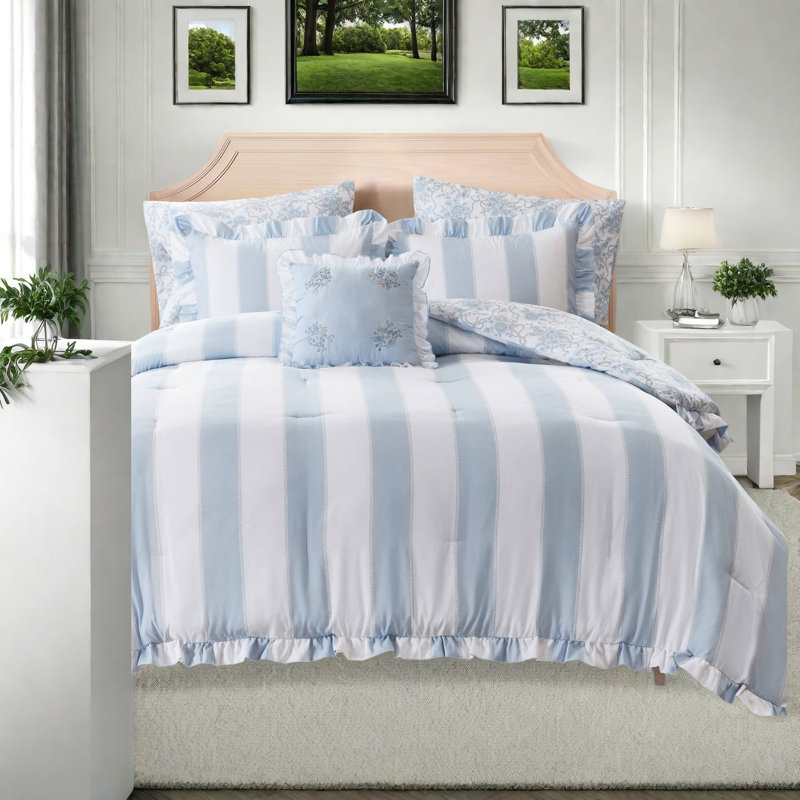 Striped and Toile Comforter Set