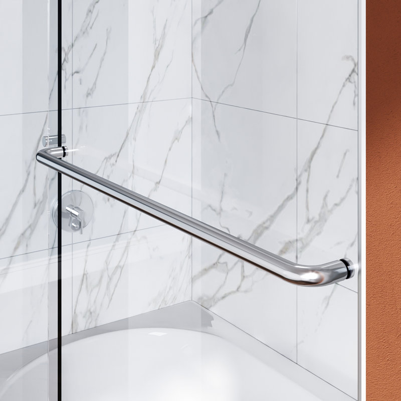 60Tub 60" X 57.5" Semi-Frameless Tub Door with Double Sliding Doors and 1/4" Tempered Glass, Chrome, Frosted