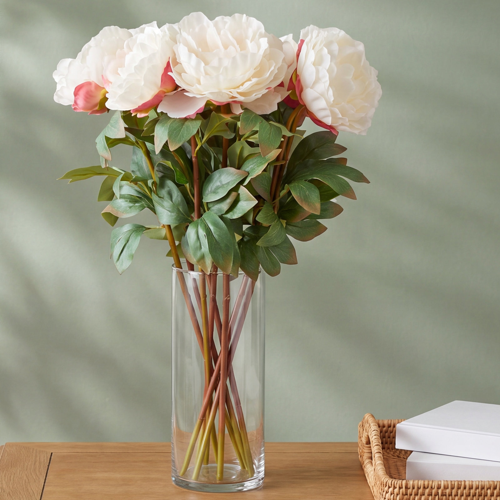 Dahlia Floral Stems, 31" H x 15" W x 13" D, White