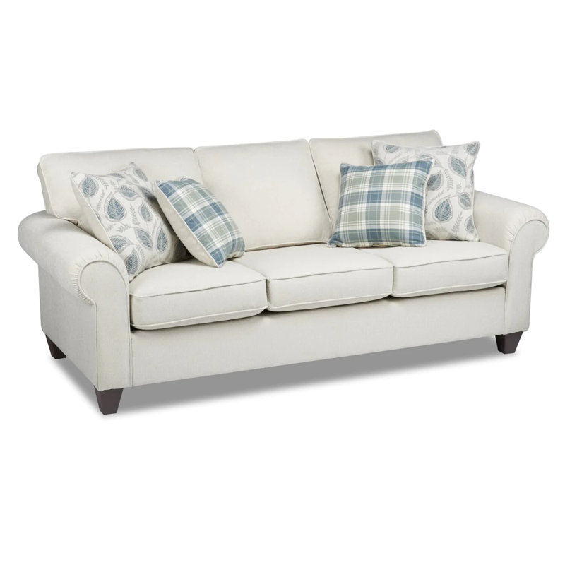 Upholstered 88'' Sofa, Ecru Polyester