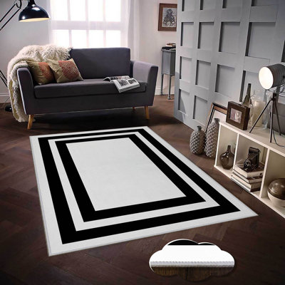 Stylish Woven Carpet, 5.2 x 7.5 Feet | 100% Polyester, 0.3 in Pile Height, Antibacterial, Non-Slip PVC Dot Underside | Machine Washable, 3D Digital Print | Perfect for Living Room, Bedroom & Home Décor