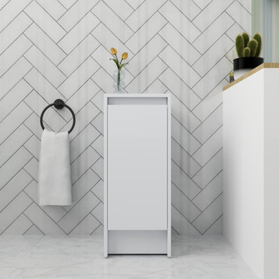 Bathroom Storage In 12 Inch, Freestanding Storage With Soft Close Door And Shelf