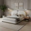 Structure de lit tapissier extra épais avec tête de lit fendue luxueuse, tissu molletonné en peluche, robuste 800 lb, facile à assembler-130204939