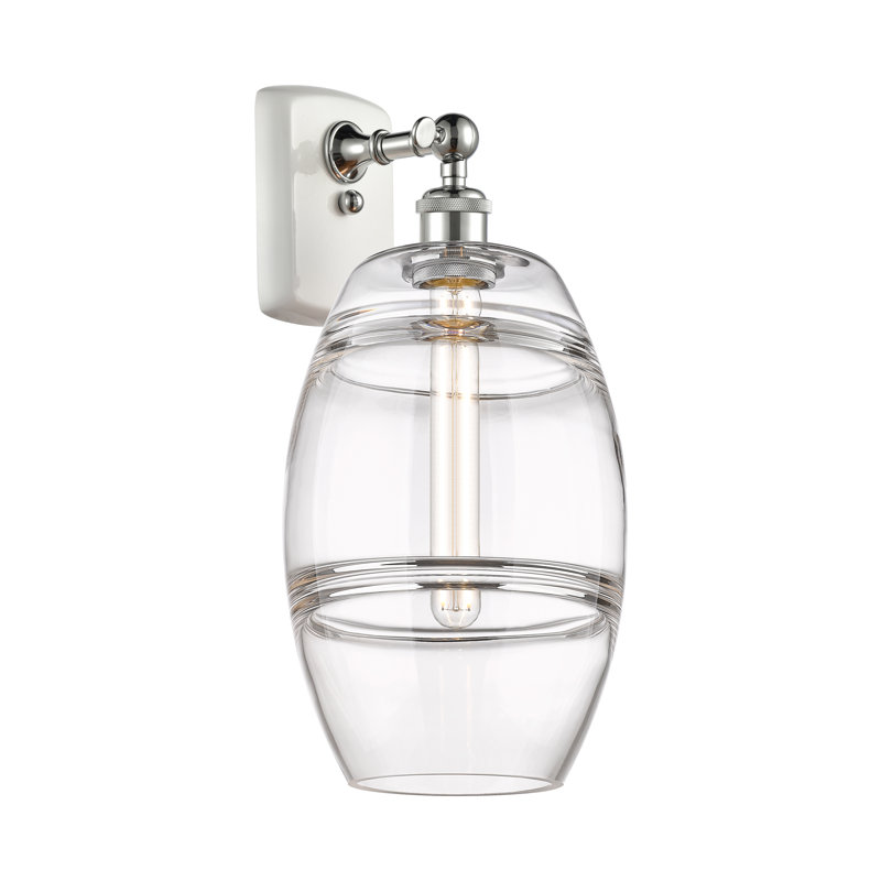 Bettylou Steel Armed Sconce, Clear, 10.88" H x 8" W x 8.13" D, White Polished Chrome