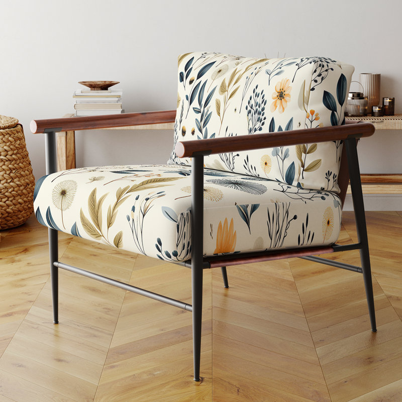 Chaise avec accoudoirs rembourrée Botanical, Noir
