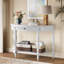 Console demi-lune en bois massif avec tiroir et tablette-537646102