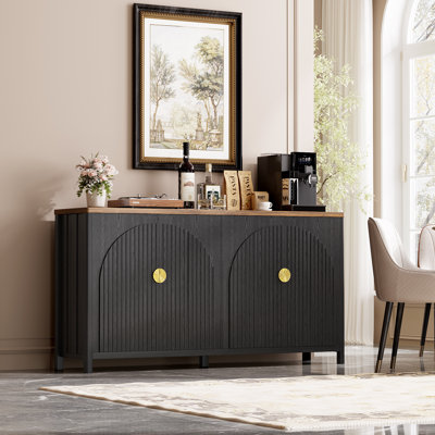 63" W Farmhouse-style Wooden Sideboard with Adjustable Shelves