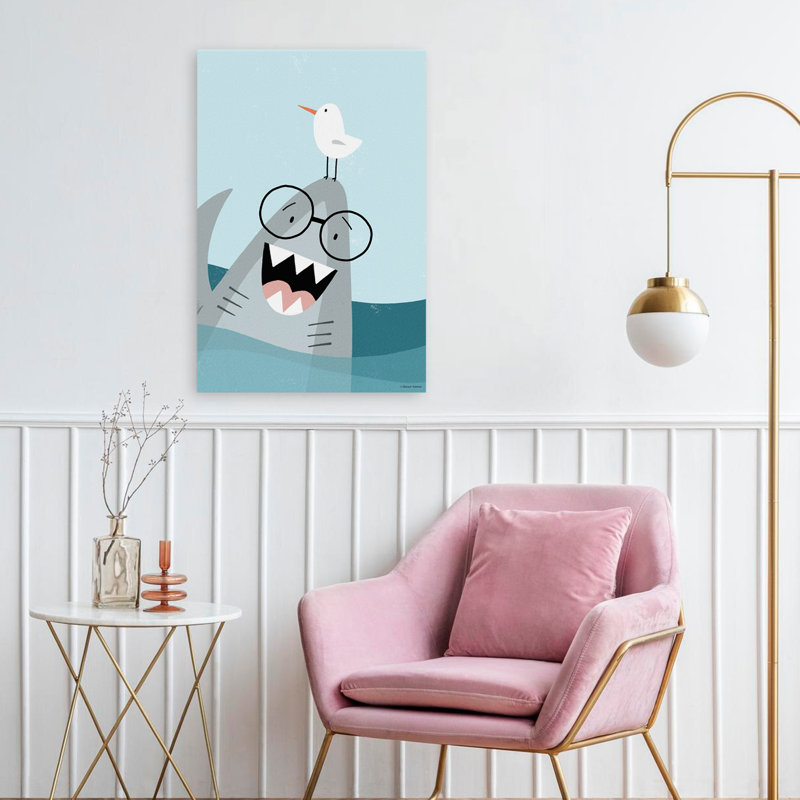 Shark Hello - dessin nautique d'enfants fantaisistes, H 24 po x l 16 po