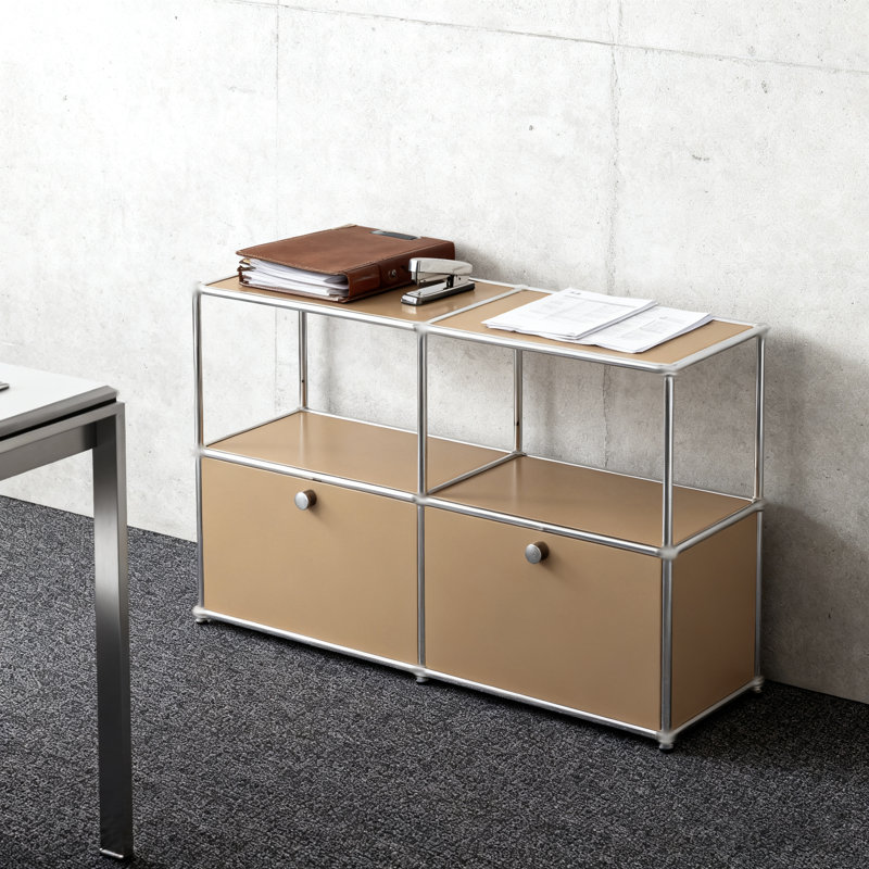 Armoire de rangement modulaire en métal avec tablettes réglables, Brun