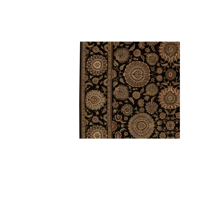 Tapis oriental en laine noué à la main noir / olive / brun Manchuria