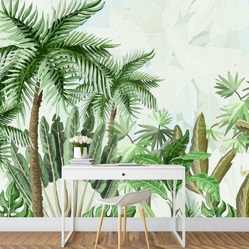 Adhésif mural plante tropicale jungle tropicale, L 100 po x l 144 po