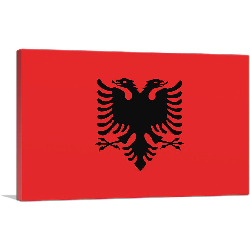 Drapeau de l'Albanie, pays des balkans, impression sur toile tendue, H 12 po x l 18 po x 1,5 po