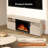 60" Electric Fireplace TV Stand with Remote,4 Flame & 12 Crystal Colors with Auto-Glow,Fully Adjustable 3D Flame,Sleep Timer & Safety Protection,Light Oak-1480095828