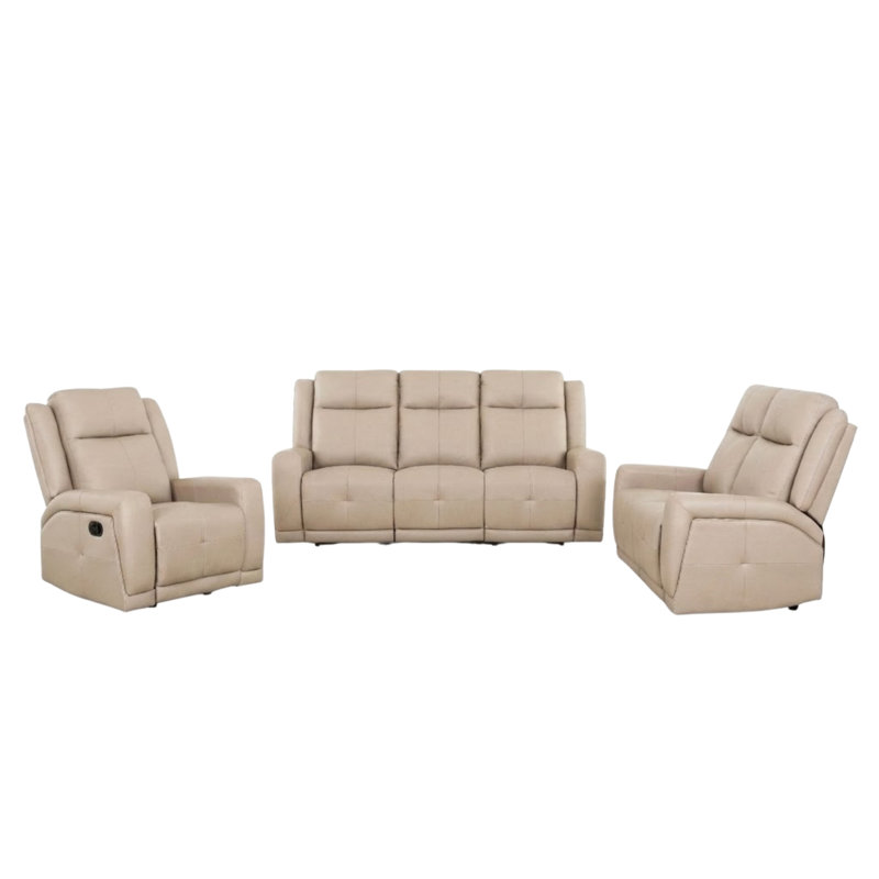 Ensemble de salon 3 pièces inclinable aspect cuir taupe