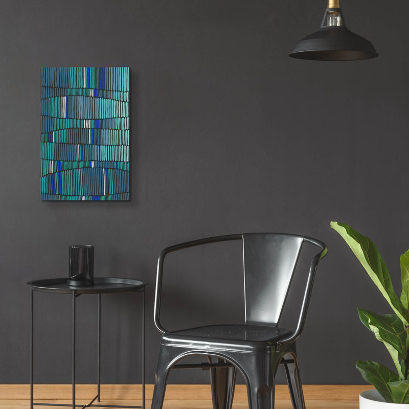 «Teal Tribal II» par Regina Moore, art mural en verre acrylique, H 24 po x l 16 po x P 0,2 po