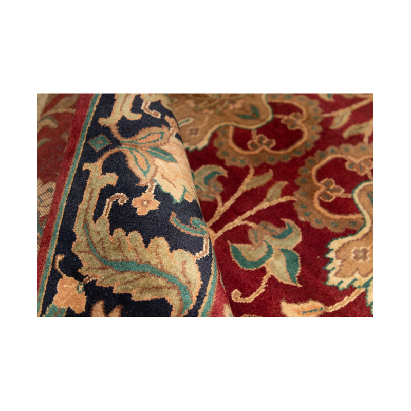 Tapis rouge et noir noué à la main de haute qualité