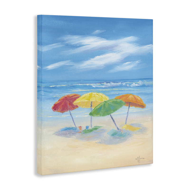 «Summer Seaside Umbrellas», art mural par Georgia Janisse, 40" H x 30" W