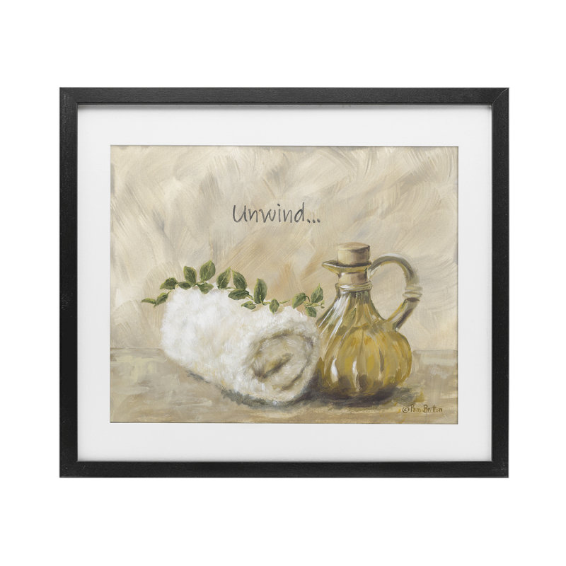«Unwind Bath Bath», impression sous verre, design par Pam Britton, H 13 po x l 16 po, Cadre noir minuit