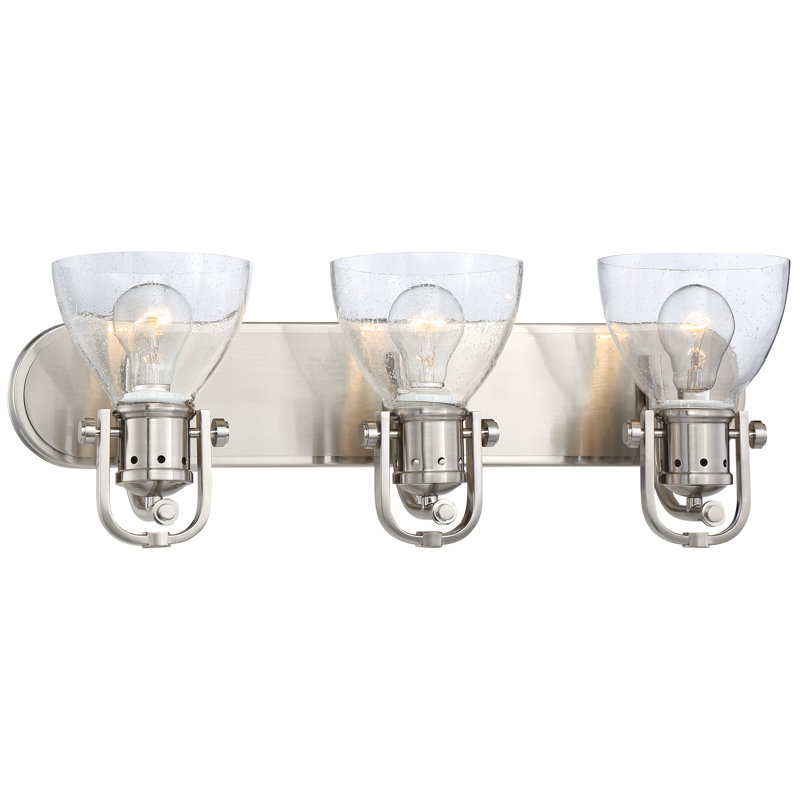 Minka Lavery nickel brossé avec lumière de meuble-lavabo en verre granuleux transparent