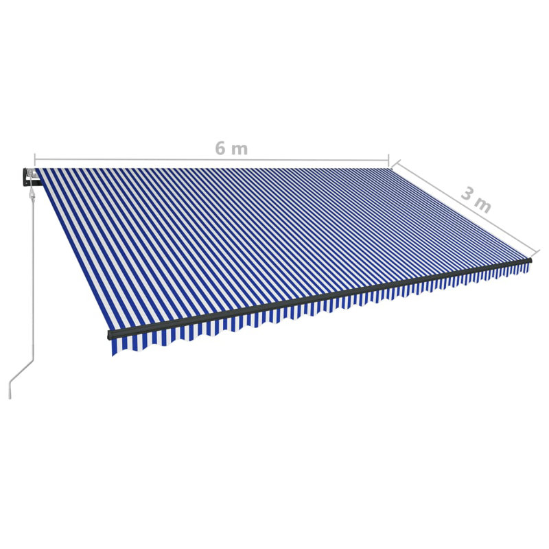 Dakota Fields 6cm W x 3cm D Polyester Blue/White Cover Motorised Retractable Patio Awning